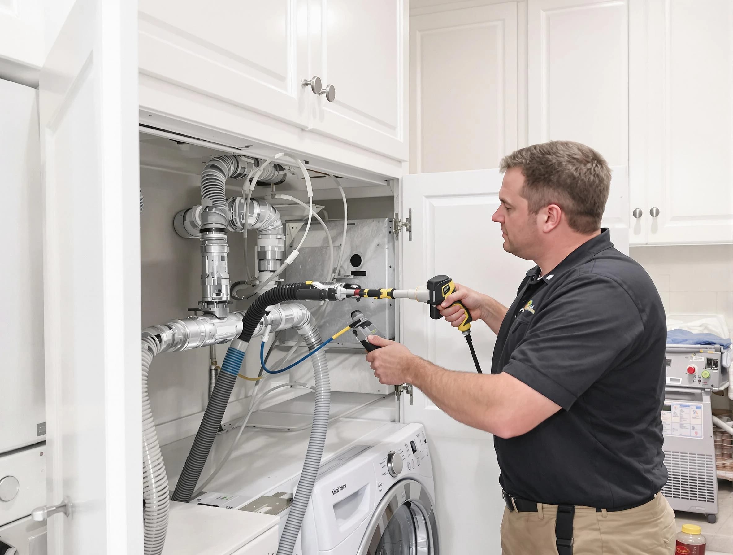 Pleasant Grove Dryer Vent Cleaning professional removing severe blockage from a clogged dryer vent in Pleasant Grove