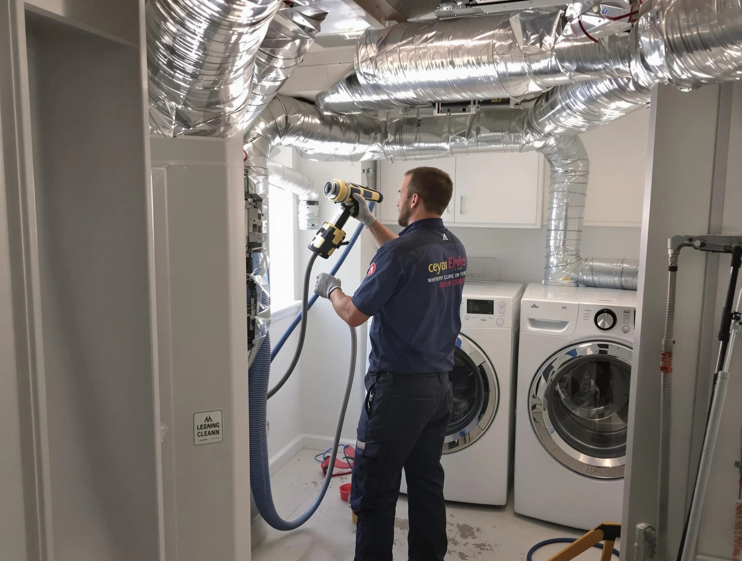 Pleasant Grove Dryer Vent Cleaning specialist using advanced equipment for thorough duct cleaning in Pleasant Grove