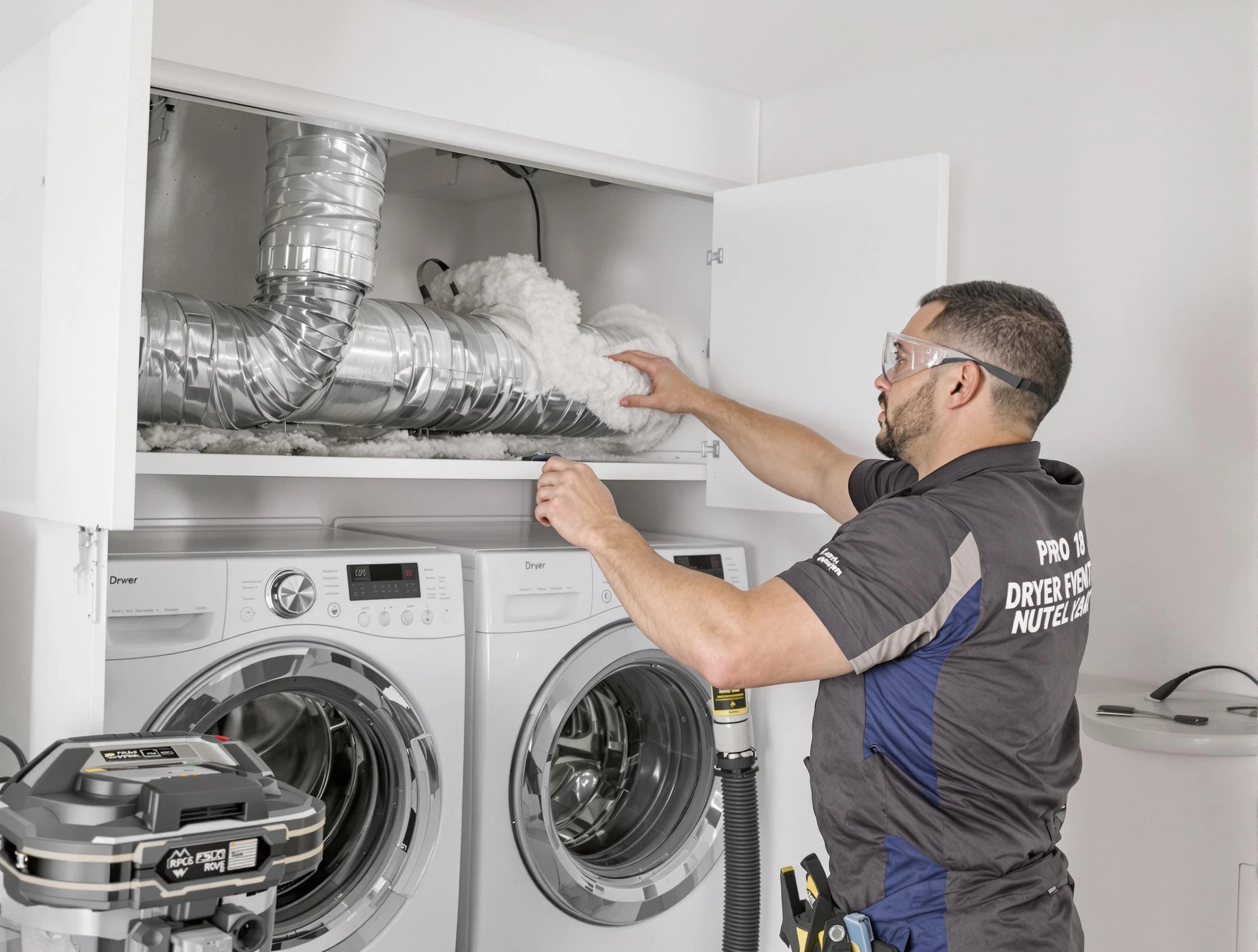 Pleasant Grove Dryer Vent Cleaning certified technician performing specialized gas dryer vent cleaning in Pleasant Grove